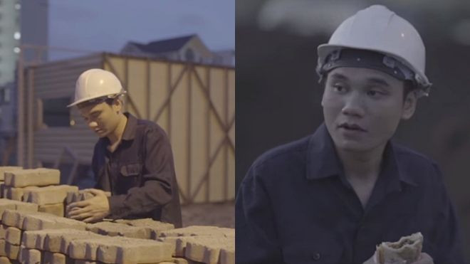 Xót xa hình ảnh Khắc Việt đi bốc gạch, gặm vội bánh mỳ Ảnh 2