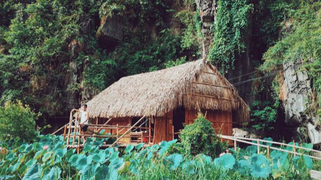 Ngẩn ngơ nhà tre giữa đầm sen bát ngát ở Ninh Bình hệt cảnh phim cổ trang Ảnh 2