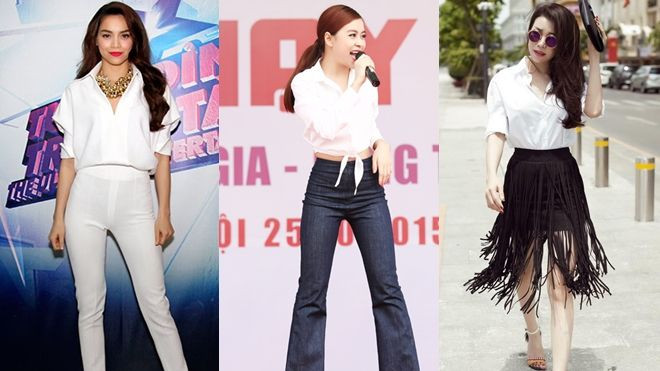 Cùng sao Việt học cách phối đồ chỉ với một chiếc áo sơ mi trắng Ảnh 2