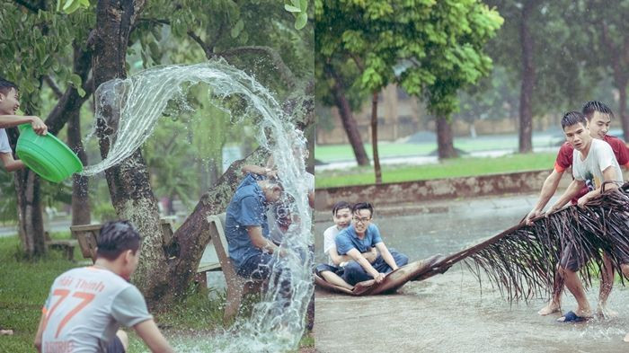 Đón bão Thần Sét, sinh viên Nông nghiệp thực hiện bộ ảnh theo phong cách 'ngập lụt' Ảnh 2