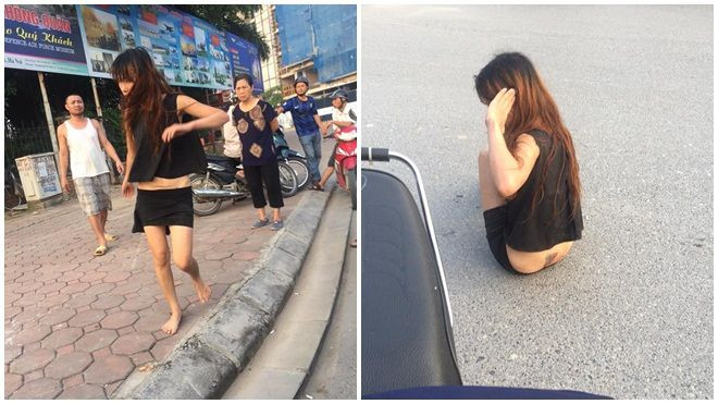 Hà Nội: Cô gái có biểu hiện 'ngáo đá' liên tục đòi lao vào ô tô trên đường Ảnh 2