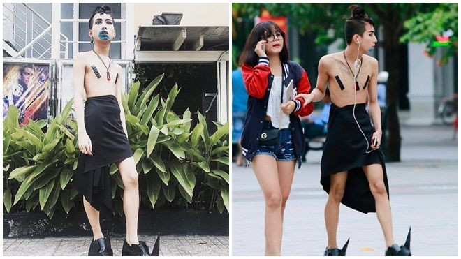 Chàng trai cởi trần, mặc váy, vô tư thả dáng trên phố đi bộ Nguyễn Huệ khiến ai cũng phải…'quỳ' Ảnh 2