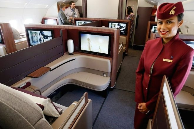 Hạng thương gia của Qatar Airway có giá 5.000 USD/chiều. Ảnh: Qatar Airway