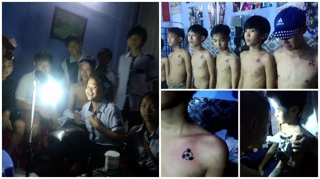 Nhóm học sinh cấp 2 mặc đồng phục rủ nhau xăm hình gây tranh cãi Ảnh 2