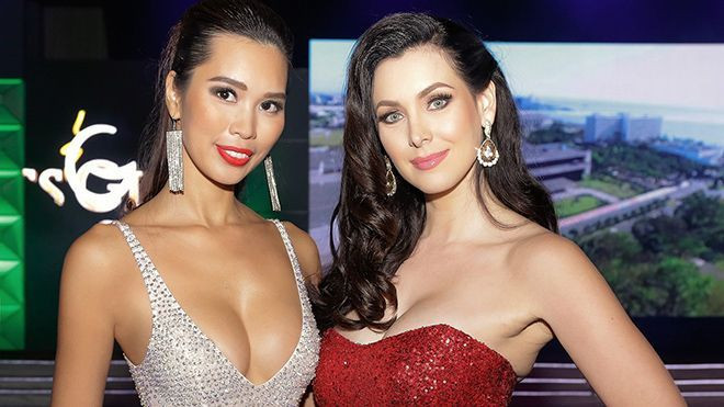 Siêu mẫu Hà Anh khoe vòng một nóng bỏng bên Hoa hậu Hoàn vũ 2005 Ảnh 2