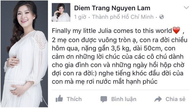 Á hậu Diễm Trang hạ sinh con gái đầu lòng nặng 3,5kg Ảnh 2