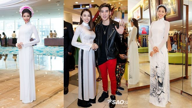 Lê Hà diện áo dài trắng đẹp thướt tha bên dàn mỹ nhân Việt trong họp báo phim Ảnh 2