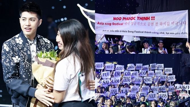 Fan kéo băng-rôn chúc Noo thành công tại 'Asia Song Festival' dưới sân khấu The Voice Kids Ảnh 2