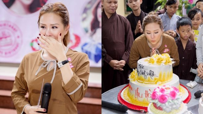 Hoa hậu Thu Hoài bật khóc đón sinh nhật sớm khi đi từ thiện Ảnh 2