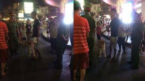 Không được mang chó vào phố đi bộ, nam thanh niên tranh cãi với công an Ảnh 2