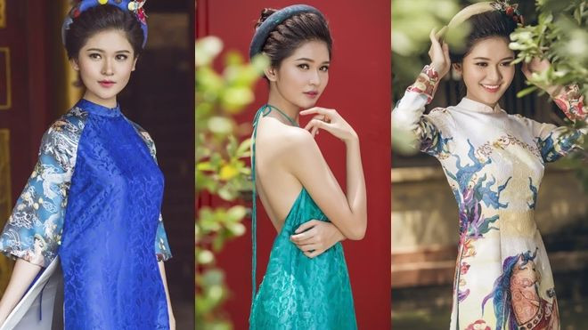 Thuỳ Dung khoe nét đẹp giản dị với áo dài truyền thống Ảnh 2