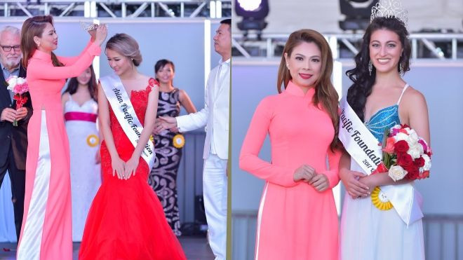 Thanh Thảo diện áo dài, tự tin khoe đường cong quyến rũ khi làm giám khảo trên đất Mỹ Ảnh 2