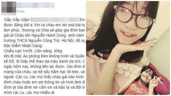 Gia đình kêu gọi cư dân mạng tìm nữ sinh lớp 8 ở Hà Nội mất tích sau khi đi ăn với bạn Ảnh 2