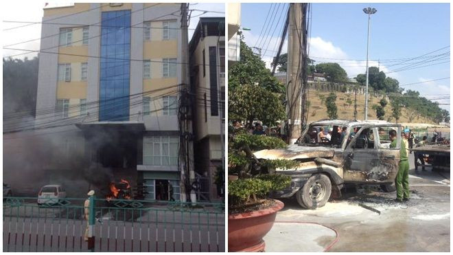 Mâu thuẫn với CSGT, tài xế tự đốt xe trước cửa công an phường ở Quảng Ninh Ảnh 2