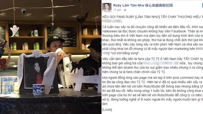 Halloween: Fan phẫn nộ khi quán cà phê lớn ở Sài Gòn 'lập bàn thờ' Lâm Tâm Như Ảnh 2