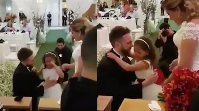 Clip cha dượng quỳ gối đề nghị con gái của vợ gọi mình là bố trong lễ cưới Ảnh 2