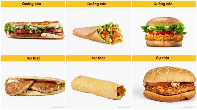 'Sự thật mất lòng' giữa hình quảng cáo và thực tế trong menu thức ăn Ảnh 2