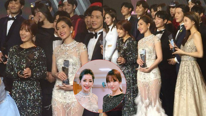 Chi Pu nép sang một bên nhường chỗ để Park Shin Hye chụp hình cùng Ảnh 2