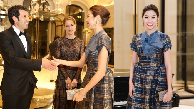 Á hậu Thúy Vân xuất hiện rạng rỡ bên huyền thoại bóng đá Luis Figo Ảnh 2