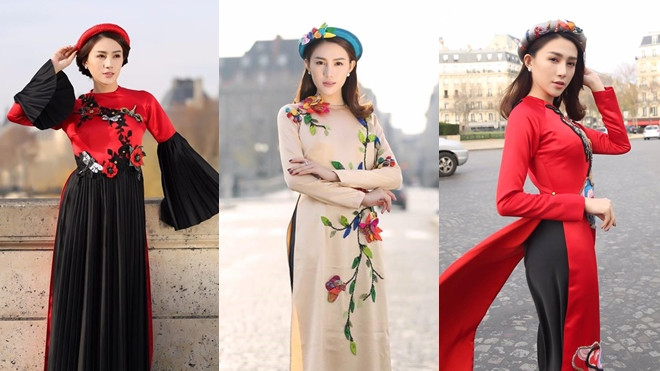 Lê Hà diện áo dài Thủy Nguyễn thướt tha tại kinh đô thời trang Paris Ảnh 2
