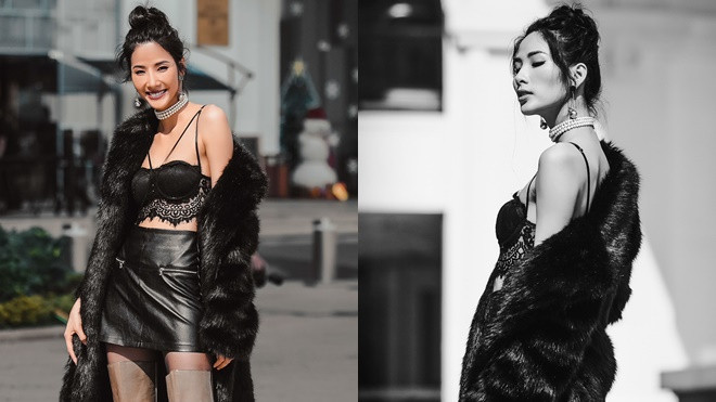 Bất chấp trời rét 20 độ, Hoàng Thùy diện áo bralette sexy, tung tăng livestream Ảnh 2