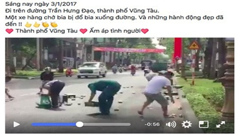 Thay vì hôi của, người dân Vũng Tàu giúp tài xế xe tải gom hàng trăm lon bia Ảnh 2