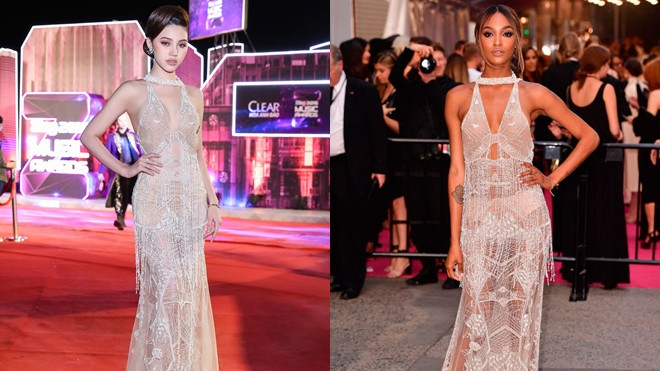 Jolie Nguyễn 'đụng hàng' thiên thần Victoria's Secret Jourdan Dunn với váy gần 300 triệu Ảnh 2