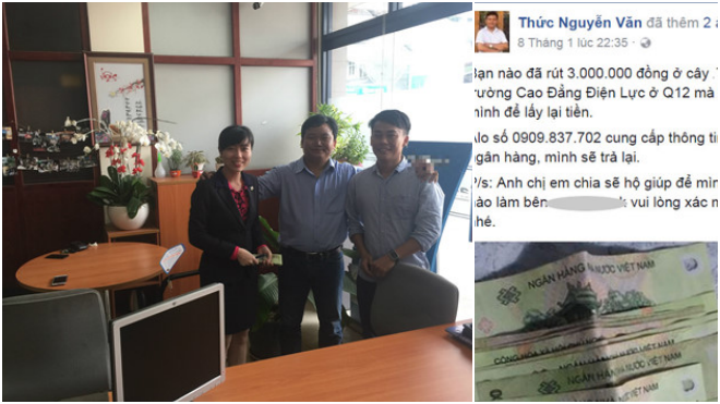 Nhờ Facebook tìm được tiền đánh rơi ở trụ ATM Ảnh 2