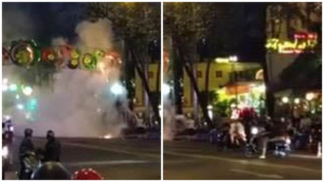 Sài Gòn: Dàn đèn trang trí Tết bất ngờ bốc cháy khiến người đi đường hoảng hốt Ảnh 2