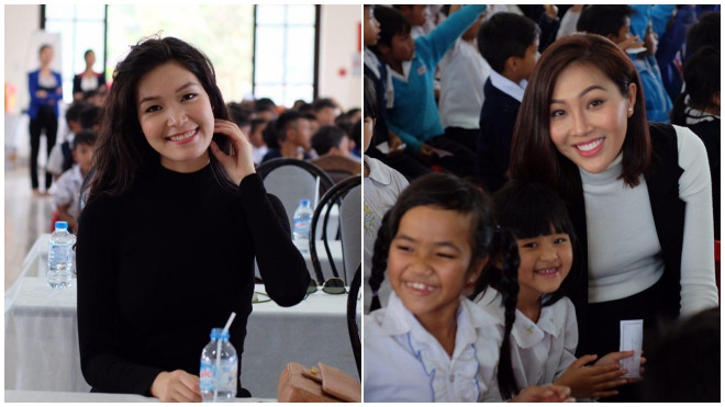 Thuỳ Dung, Diệu Ngọc giản đị đi phát quà Tết cho học trò nghèo Ảnh 2