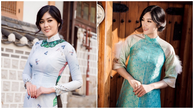 Hoa hậu Huỳnh Tiên thướt tha với áo dài Việt trên đất Hàn Ảnh 2