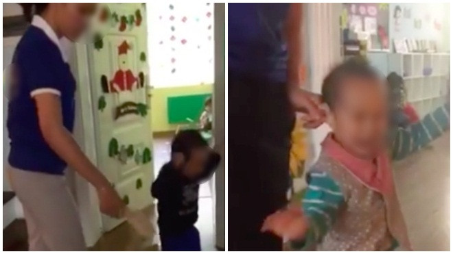 Clip nhiều bé bị cô giáo mầm non dùng dép đánh vào đầu, nhéo tai chửi mắng gây phẫn nộ Ảnh 2