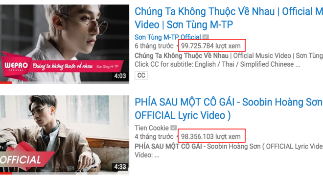 Sơn Tùng hay Soobin Hoàng Sơn: Ai sẽ cán mốc 100 triệu view trước? Ảnh 2