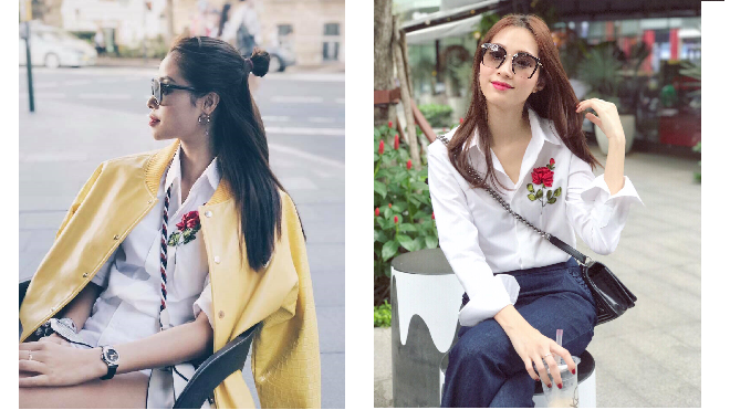 Hai nàng hậu Phạm Hương và Đặng Thu Thảo cùng 'đụng hàng' một chiếc áo sơ mi Ảnh 2