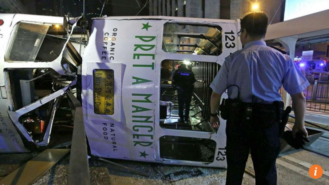 Hongkong: Tàu điện 2 tầng đổ nhào, 14 người bị thương Ảnh 2