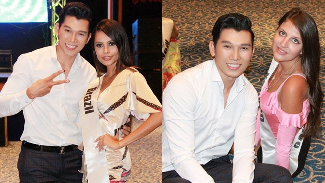 Diện sơ mi trắng bảnh bao, Ngọc Tình làm 'soái ca' thân thiết với các thí sinh Miss Eco International 2017 Ảnh 2