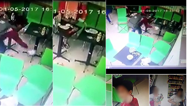 Nhóm học sinh vào cửa hàng tiện lợi dùng bữa rồi thản nhiên đổ thức ăn thừa ra bàn và sàn nhà Ảnh 2