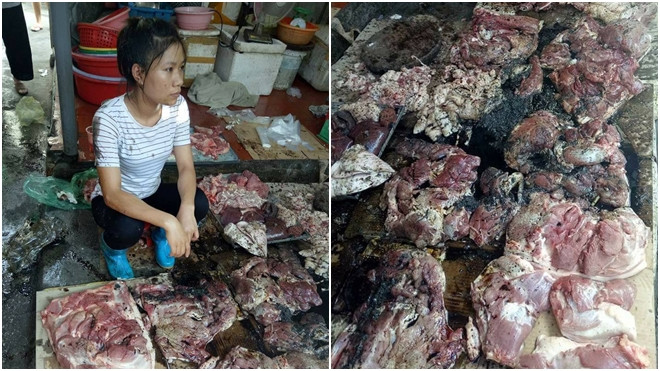 Phẫn nộ hình ảnh người phụ nữ bị hắt dầu luyn và đe dọa vì bán thịt lợn giá rẻ Ảnh 2