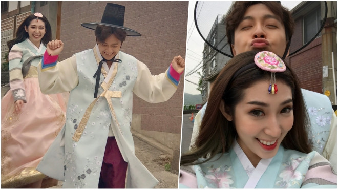 Ngô Kiến Huy - Khổng Tú Quỳnh nhắng nhít với loạt biểu cảm đáng yêu khi diện hanbok Ảnh 2