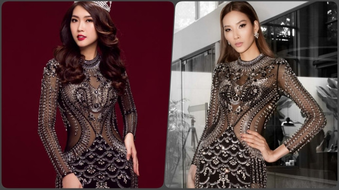 Sau màn 'đụng hàng' của Lan Khuê, giờ đến HLV Hoàng Thuỳ diện chung váy với học trò Tường Linh Ảnh 2