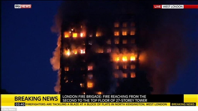 Cháy lớn ở London: Toà nhà 27 tầng ngập trong biển lửa, nạn nhân ôm đệm nhảy từ tầng cao Ảnh 2