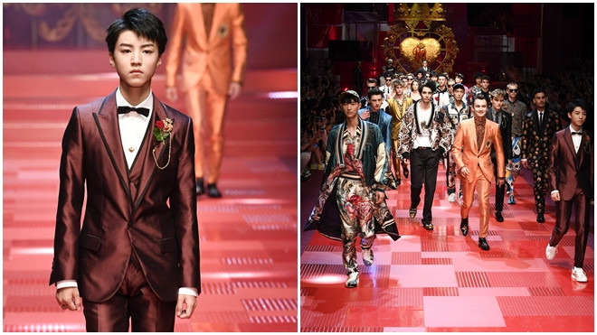 Catwalk cùng dàn mỹ nam, Vương Tuấn Khải lép vế thấy rõ trong show diễn Dolce & Gabbana Ảnh 2