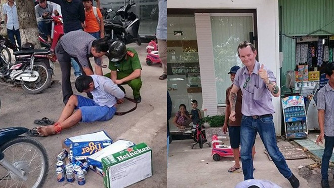 Thấy hai tên trộm bia chuẩn bị đào tẩu, anh Tây dũng cảm lao ra vây bắt Ảnh 2