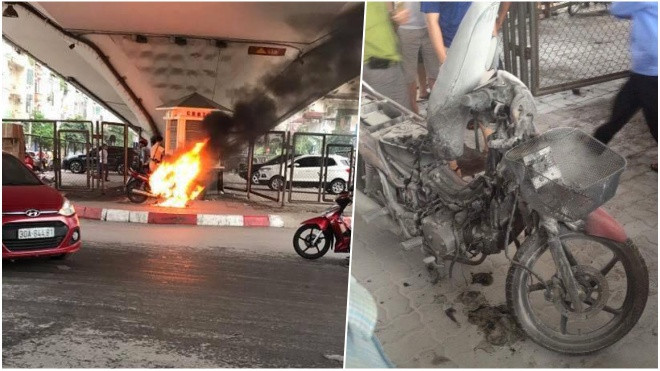 Hà Nội: Một người đàn ông đốt xe máy sau khi bị CSGT bắt vi phạm? Ảnh 2