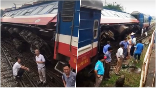 Tàu hỏa chở hơn 100 người trật bánh tại Hà Nội Ảnh 2