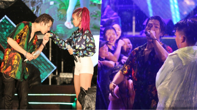 Kelvin Khánh - Khởi My lãng mạn hết mức, 'quậy tưng bừng' dưới mưa cùng fan Ảnh 2