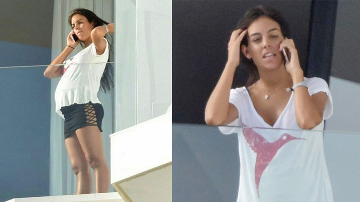 Bồ Ronaldo mặc váy siêu ngắn khoe bụng bầu vượt mặt Ảnh 2