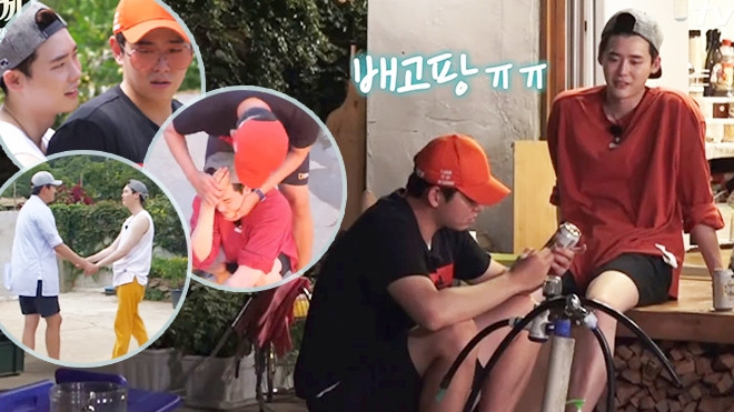 Chẳng động móng tay, Lee Jong Suk chỉ mải quấn quít với 'anh trai' Kyun Sang trên show truyền hình Ảnh 2