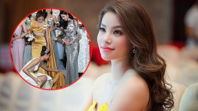 Khoảnh khắc đẹp nhất buổi công bố Top 70 HHHV Việt Nam 2017: Phạm Hương cúi người vén váy giúp Mâu Thuỷ Ảnh 2