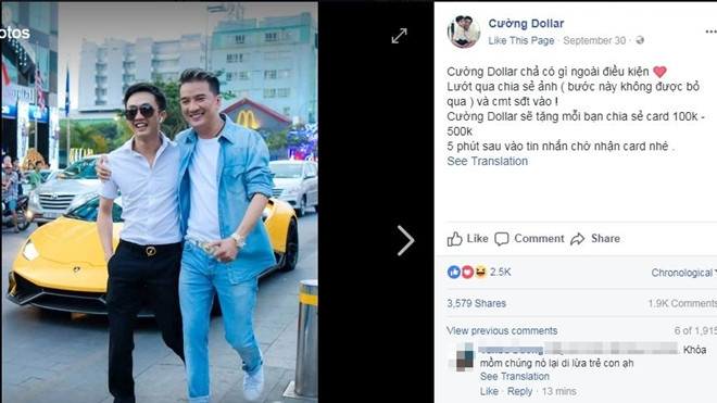 Năm 2017 rồi nhưng 250.000 người vẫn sập bẫy tặng thẻ cào của fanpage giả danh Cường Dollar Ảnh 2